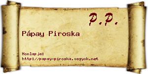 Pápay Piroska névjegykártya